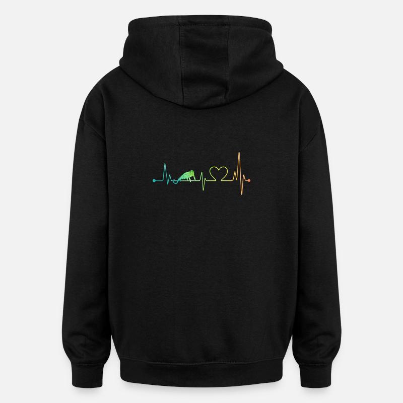 Chameleon Heartbeat - Sweat à capuche oversize unisexe - noir