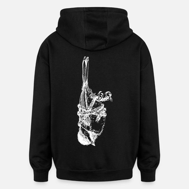 Oiseau - Sweat à capuche oversize unisexe - noir