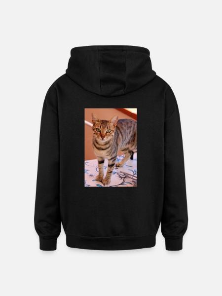 chat, chaton - Sweat à capuche oversize unisexe - noir