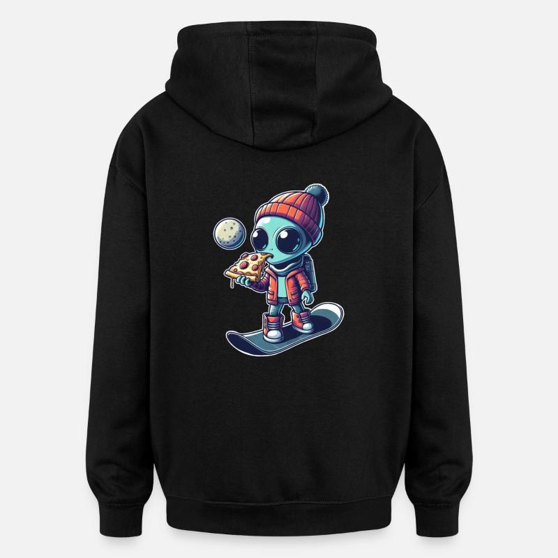 Mignon Comic Alien Snowboard Snowboarder - Sweat à capuche oversize unisexe - noir