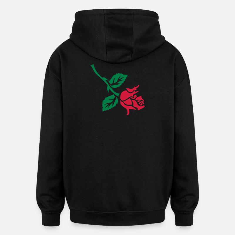 rose retro tattoo patjila - Sweat à capuche oversize unisexe - noir