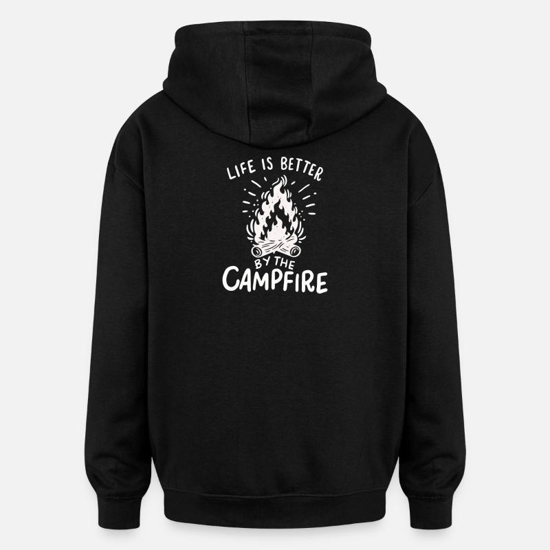 camping - Sweat à capuche oversize unisexe - noir