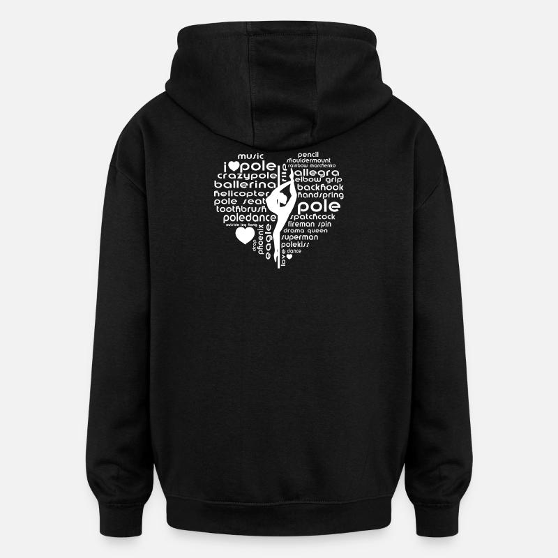 Pole Dance Herz Silhouette Wortdesign - Oversized Unisex Hoodie - Schwarz