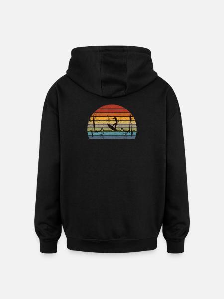 Surf surf rétro - Sweat à capuche oversize unisexe - noir