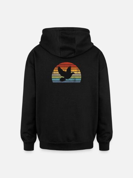 Taube Retro - Oversized Unisex Hoodie - Schwarz