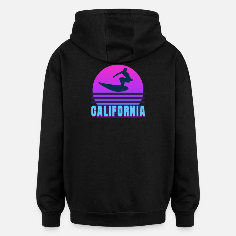 Californie, California, surf - Sweat à capuche oversize unisexe - noir