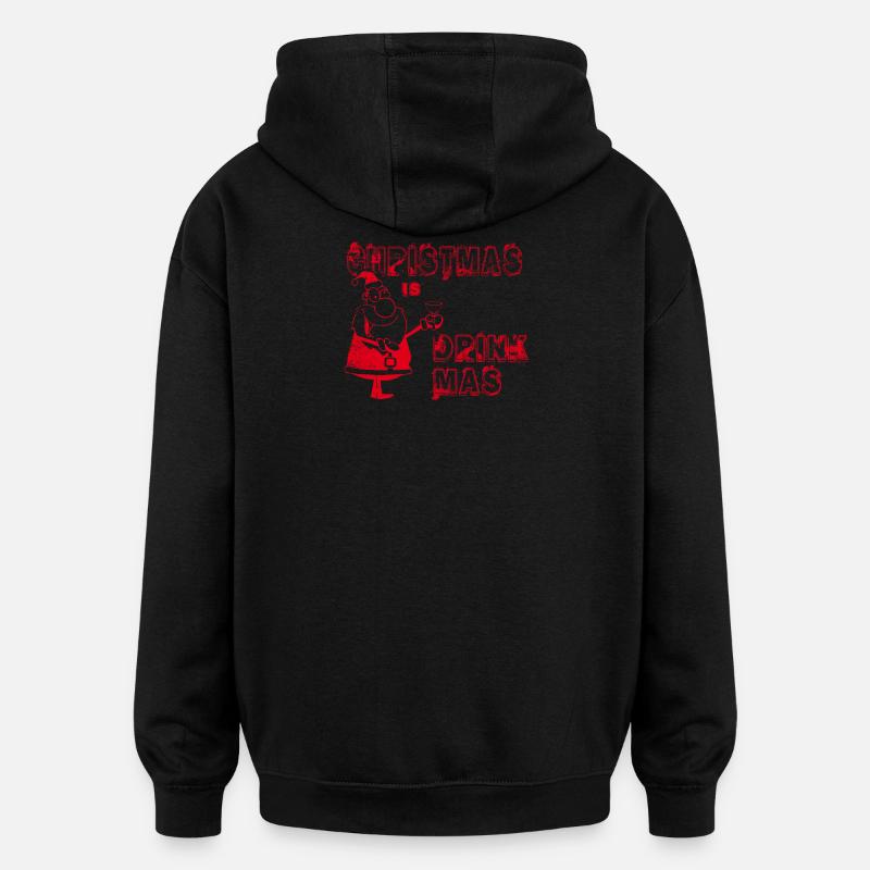 NOËL EST UNE BOISSON - Sweat à capuche oversize unisexe - noir