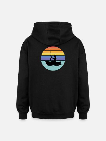 fishing, fisherman, fishing rod - Oversized Unisex Hoodie - black