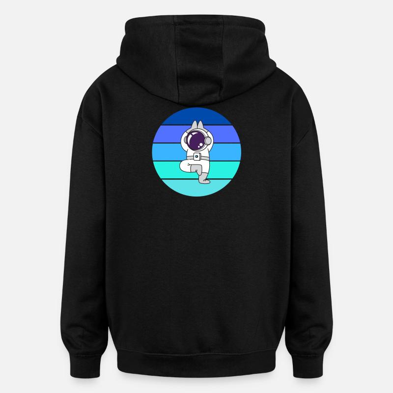 astronaut, flying rocket space - Oversized Unisex Hoodie - black