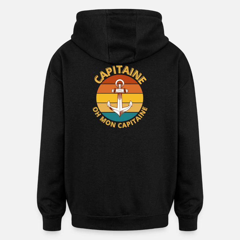 capitaine, oh mon capitaine poésie - Sweat à capuche oversize unisexe - noir