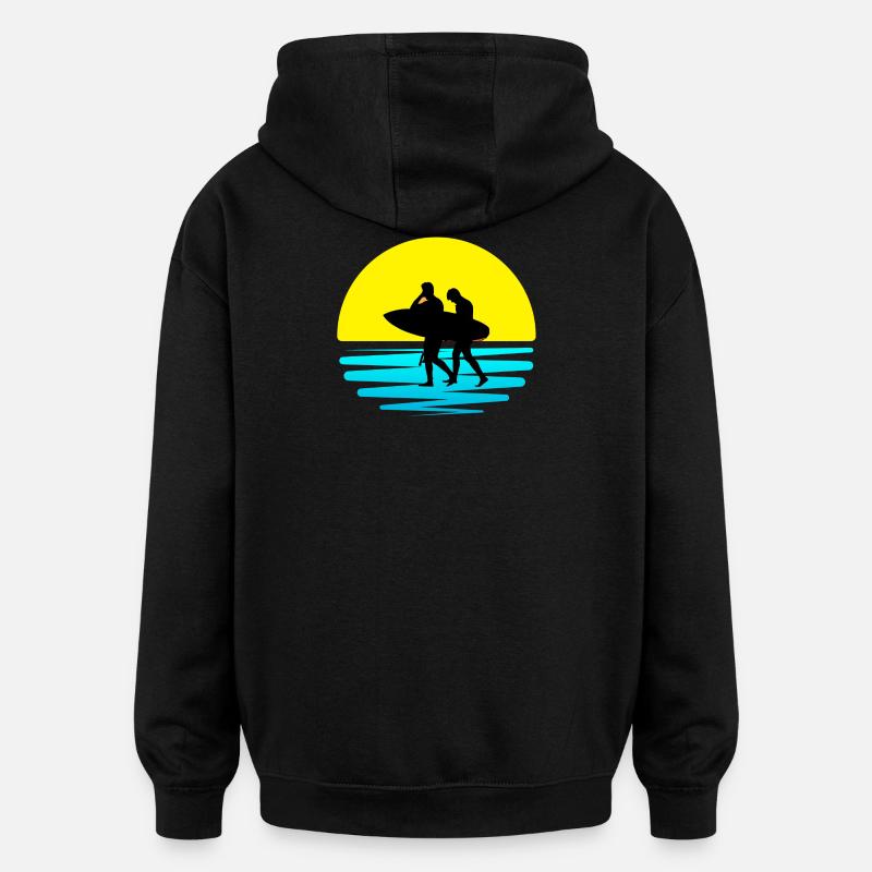 surf, spot de surf, surfing - Sweat à capuche oversize unisexe - noir