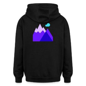Bergfahren, Skifahren, Skifahren - Oversized Unisex Hoodie - Schwarz - Hinten - Noah (186cm)