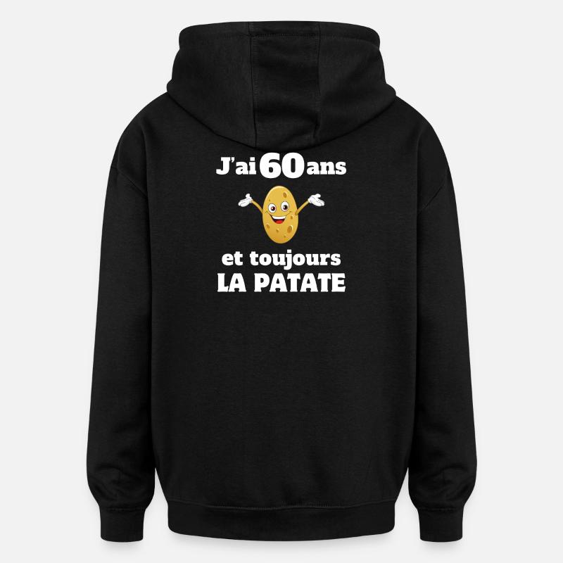 anniversaire, anniversaire 60 ans, 60 ans - Sweat à capuche oversize unisexe - noir