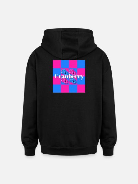 Lebendige Beerenmuster auf Farbblock-Hintergrund - Oversized Unisex Hoodie - Schwarz