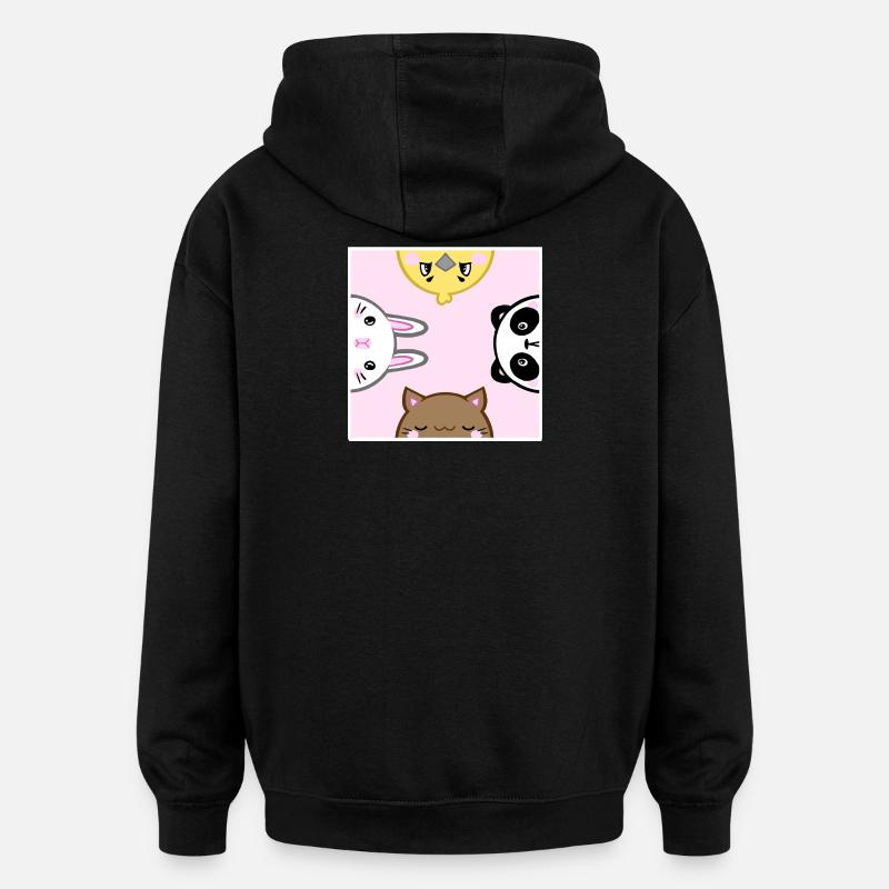Animaux mignons - Sweat à capuche oversize unisexe - noir