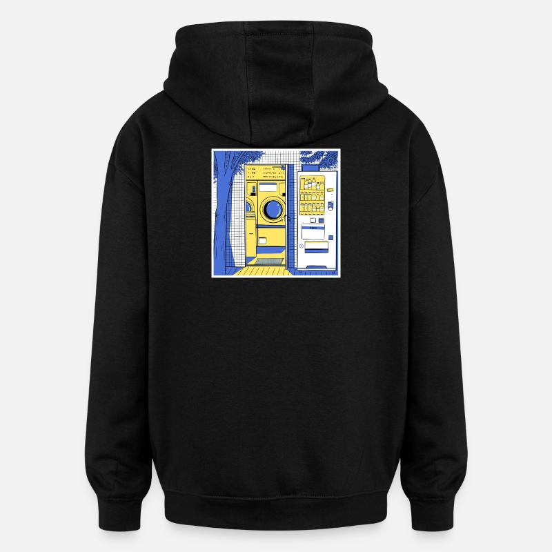 Lavomatique urbain japonais de nuit - Sweat à capuche oversize unisexe - noir
