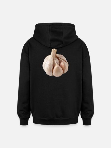 Garlic Vegan cuisine mediterranean - Oversized Unisex Hoodie - black