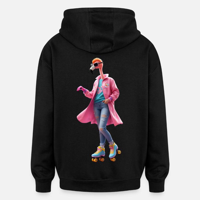 Patins à roulettes Flamingo - Sweat à capuche oversize unisexe - noir