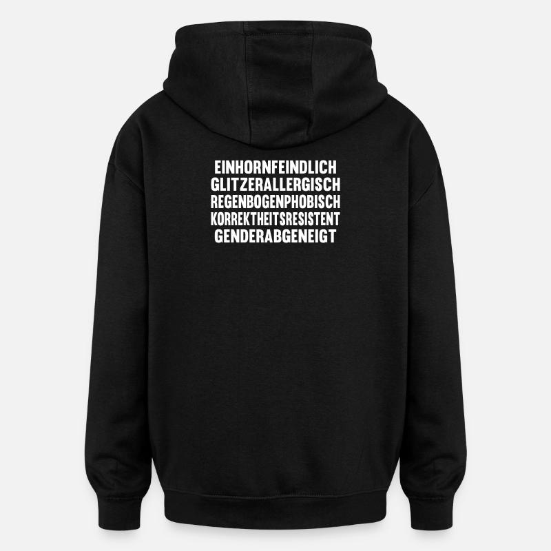 Einhornfeindlich - Oversized Unisex Hoodie - Schwarz