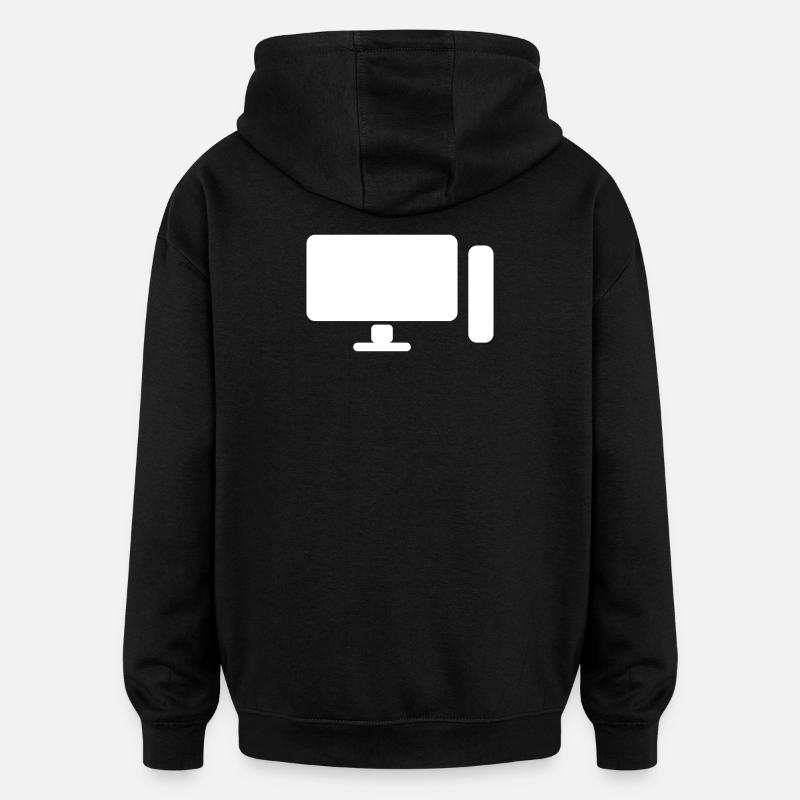 Minimal PC Setup Icon – Gamer Design - Oversized Unisex Hoodie - Schwarz