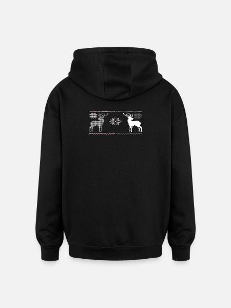 Christmas, Reindeer - Oversized Unisex Hoodie - black