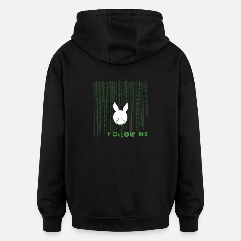 lapin blanc - Sweat à capuche oversize unisexe - noir