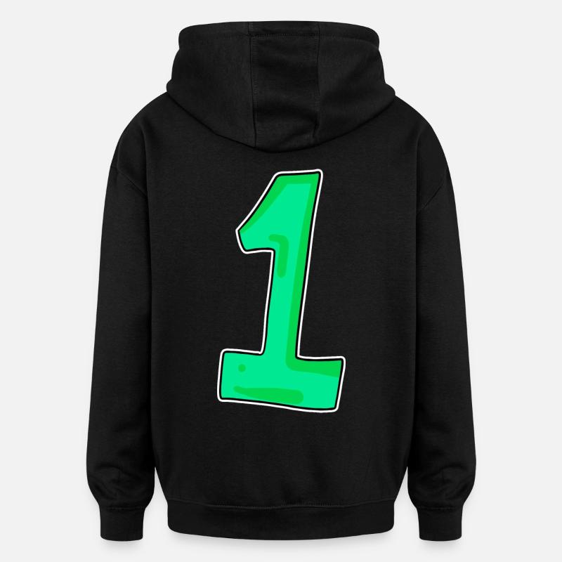 1 vert - Sweat à capuche oversize unisexe - noir