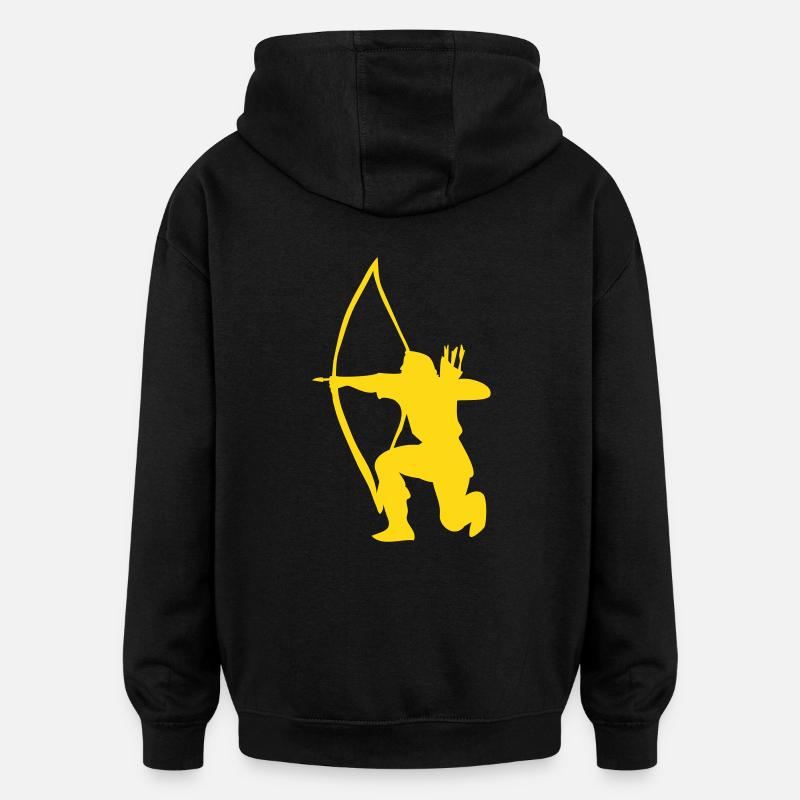 Longbow Archer kneeling stance - Sweat à capuche oversize unisexe - noir