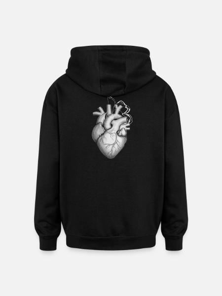 Heart with Butterfly Aesthetic - Oversized Unisex Hoodie - black