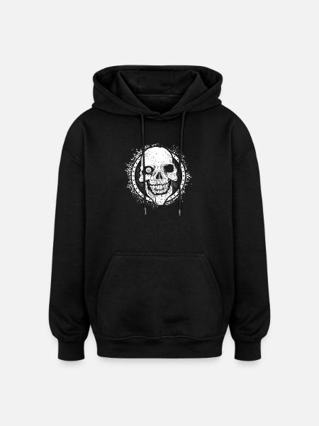 Halloween grimace, crâne halloween, effrayant - Sweat à capuche oversize unisexe - noir