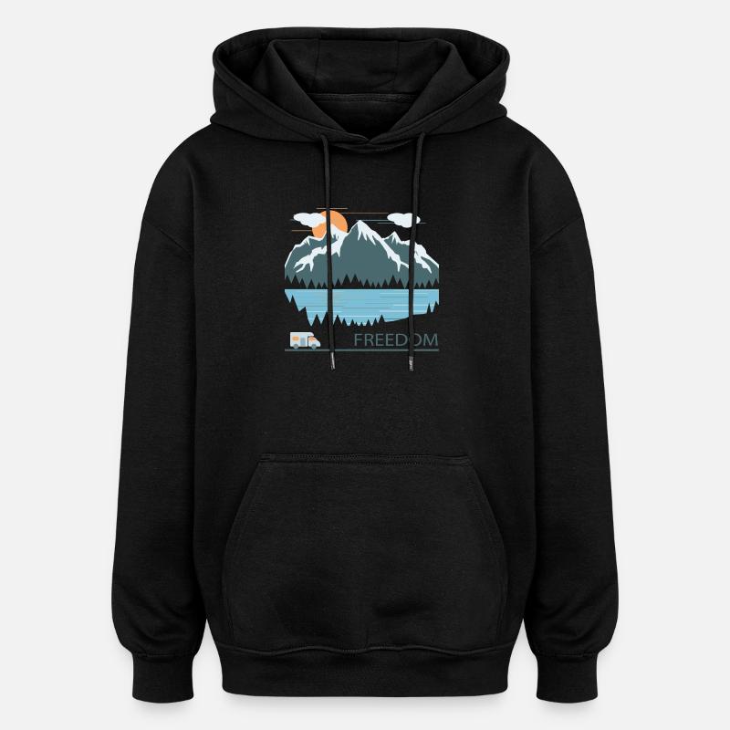 Camping - Sweat à capuche oversize unisexe - noir