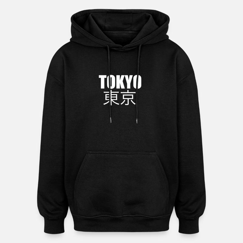 Tokyo - Sweat à capuche oversize unisexe - noir