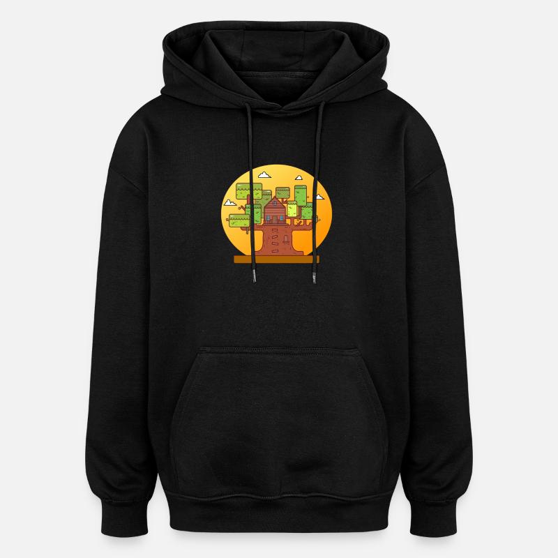 Baumhaus Abenteuer - Oversized Unisex Hoodie - Schwarz