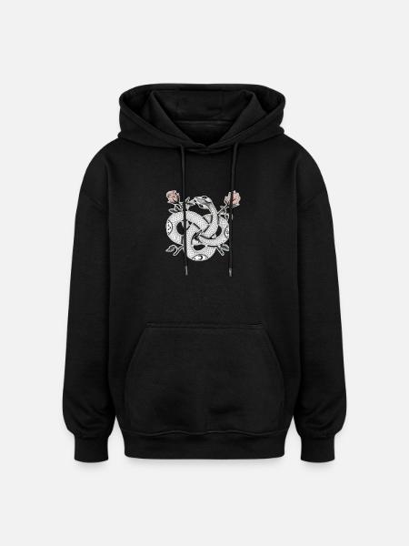 Snake design with roses - Oversized Unisex Hoodie - black