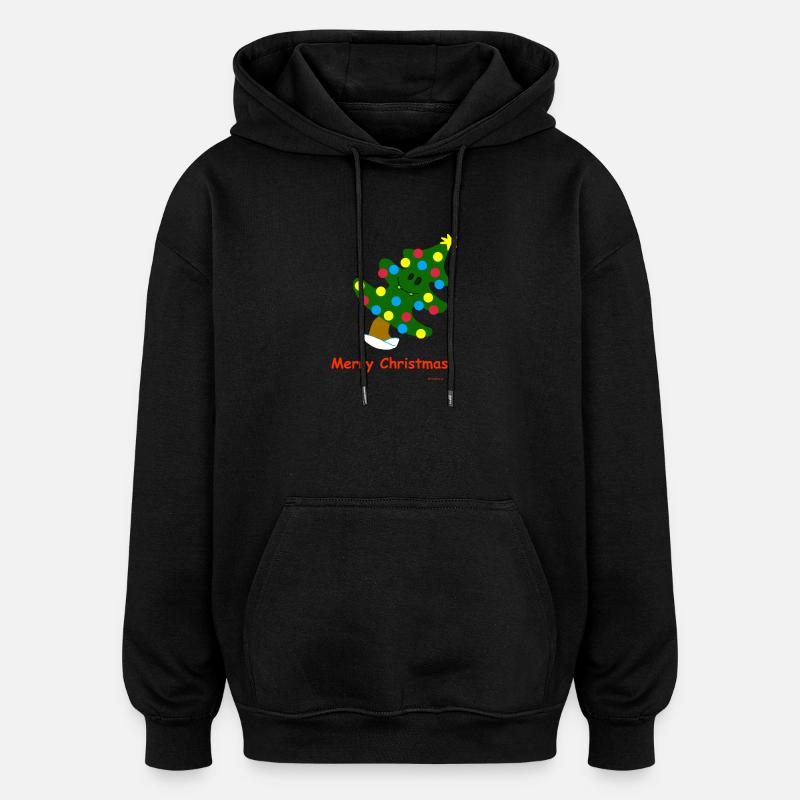 Arbre de Noël / Arbre de Noël - Sweat à capuche oversize unisexe - noir