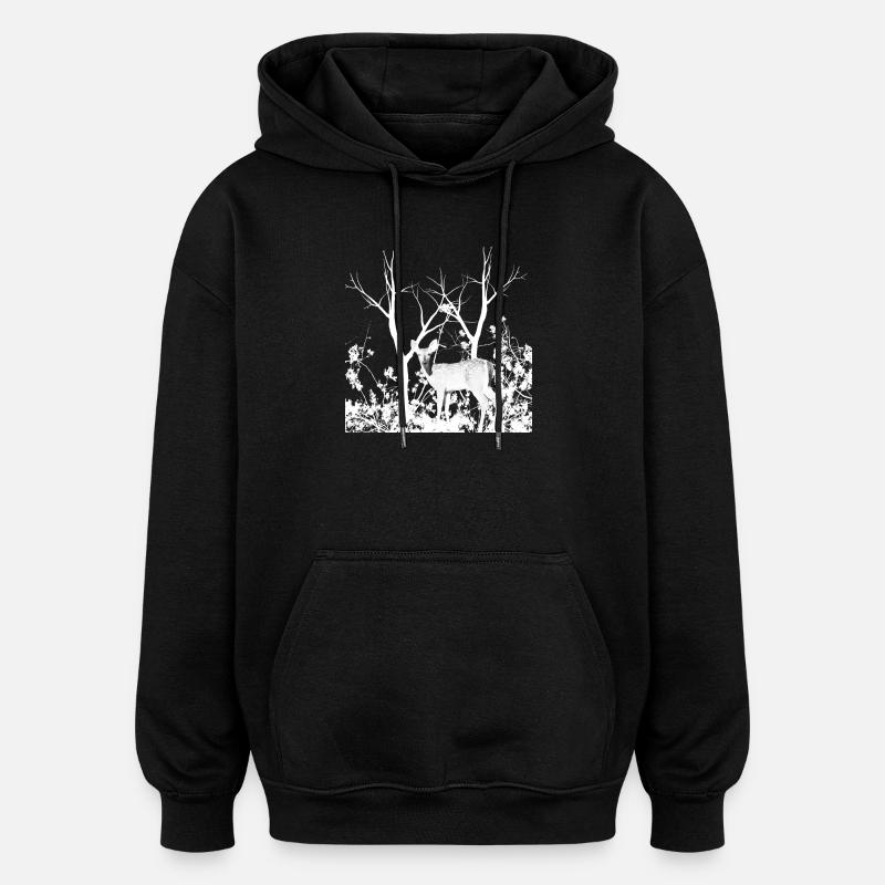 deer - Oversized Unisex Hoodie - black
