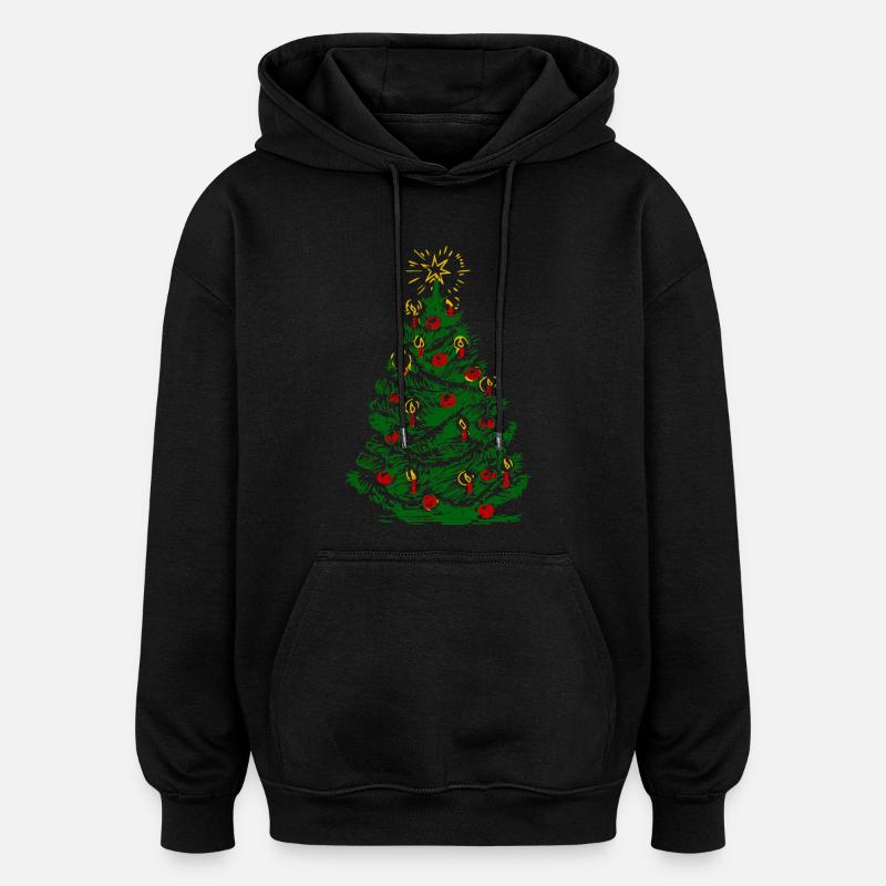 Arbre de Noël - Sweat à capuche oversize unisexe - noir