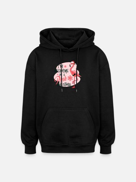 dans le rêve d'un noël rose - Sweat à capuche oversize unisexe - noir