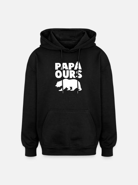 Wild papabear head in silhouette - Oversized Unisex Hoodie - black