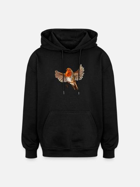 robin bird - Oversized Unisex Hoodie - black