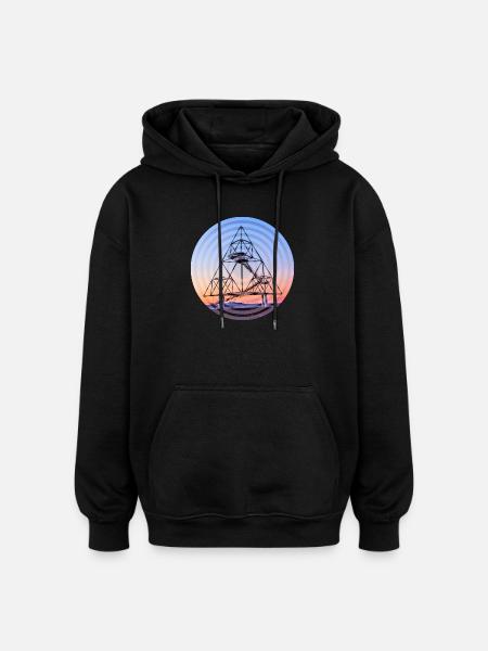 Tetrahedron circles - Oversized Unisex Hoodie - black