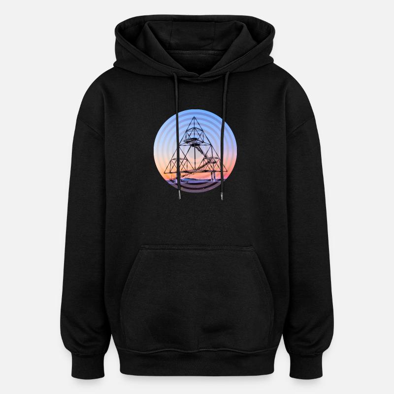 Tetraeder Kreise - Oversized Unisex Hoodie - Schwarz