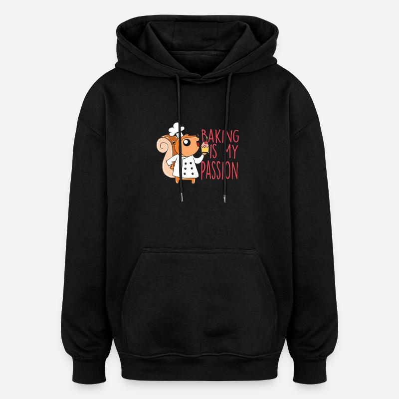 Backen Eichhörnchen - Oversized Unisex Hoodie - Schwarz