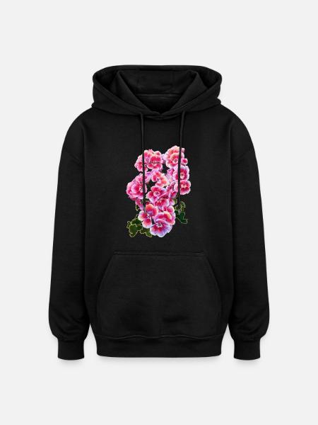 fleur - Sweat à capuche oversize unisexe - noir