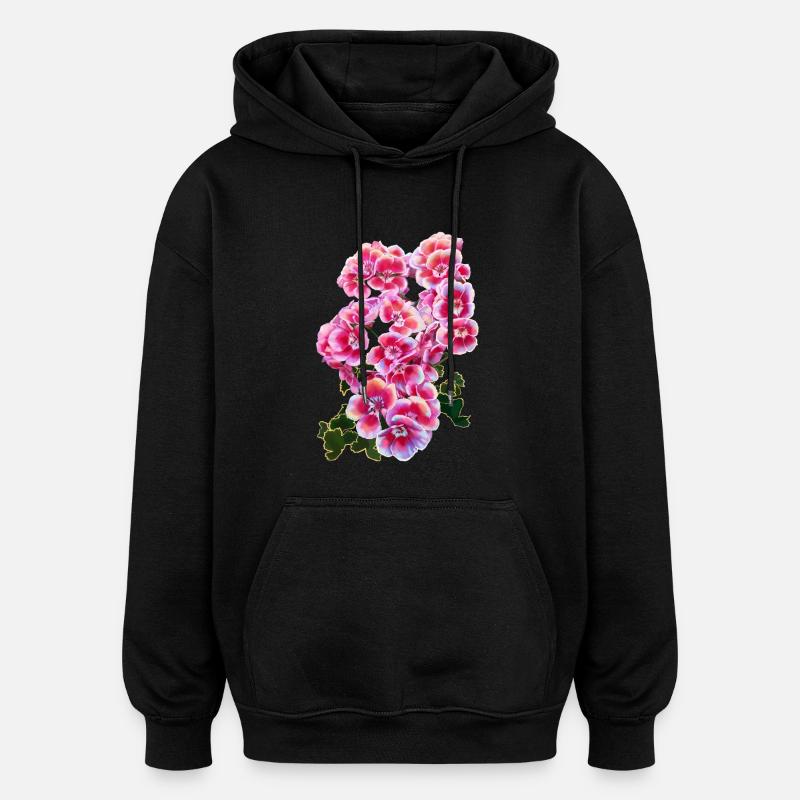 Blume - Oversized Unisex Hoodie - Schwarz