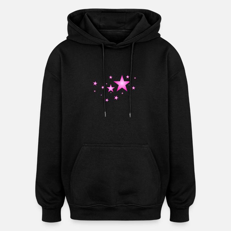 Étoiles en rose - Sweat à capuche oversize unisexe - noir