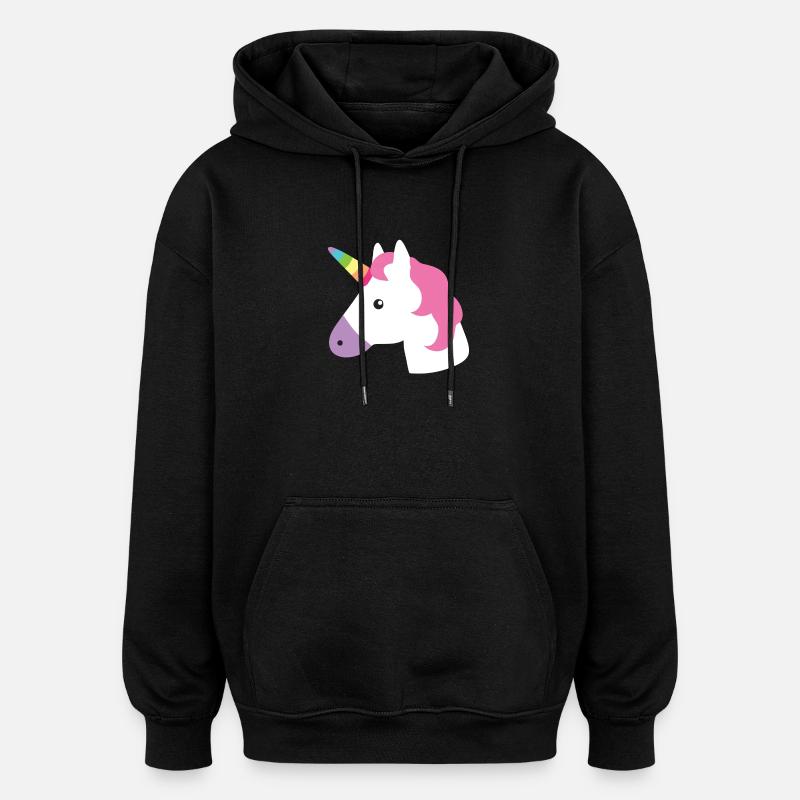 licorne - Sweat à capuche oversize unisexe - noir