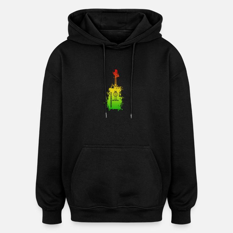 Guitare Rainbow Splatter - Sweat à capuche oversize unisexe - noir