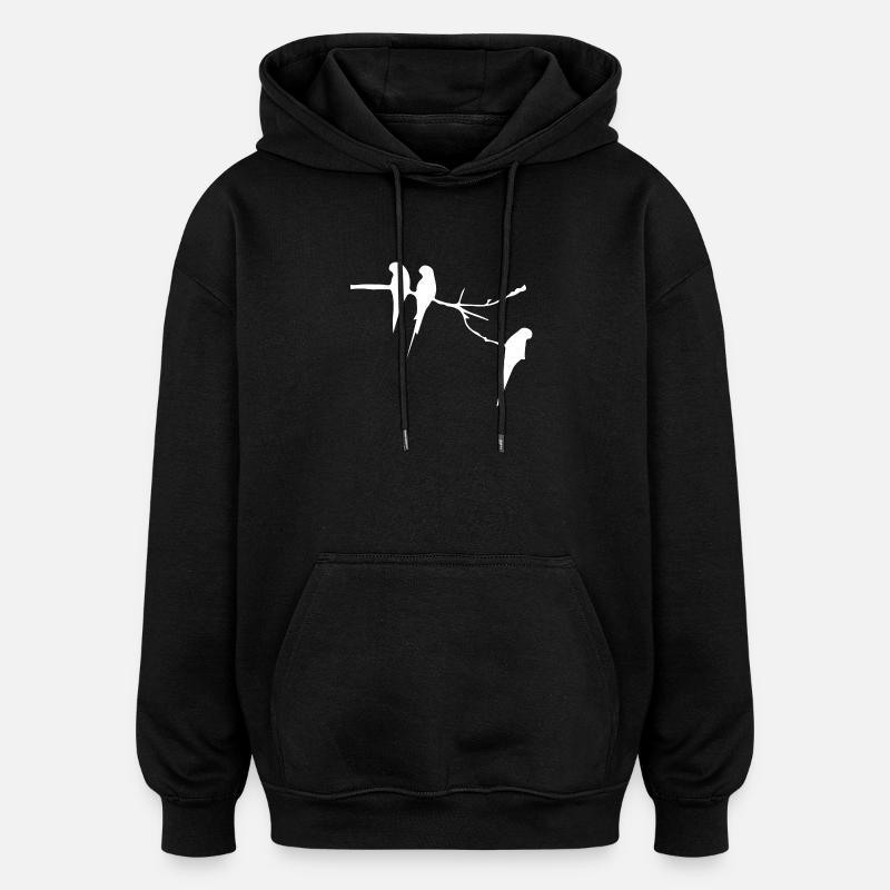 Oiseaux sur la branche - Sweat à capuche oversize unisexe - noir