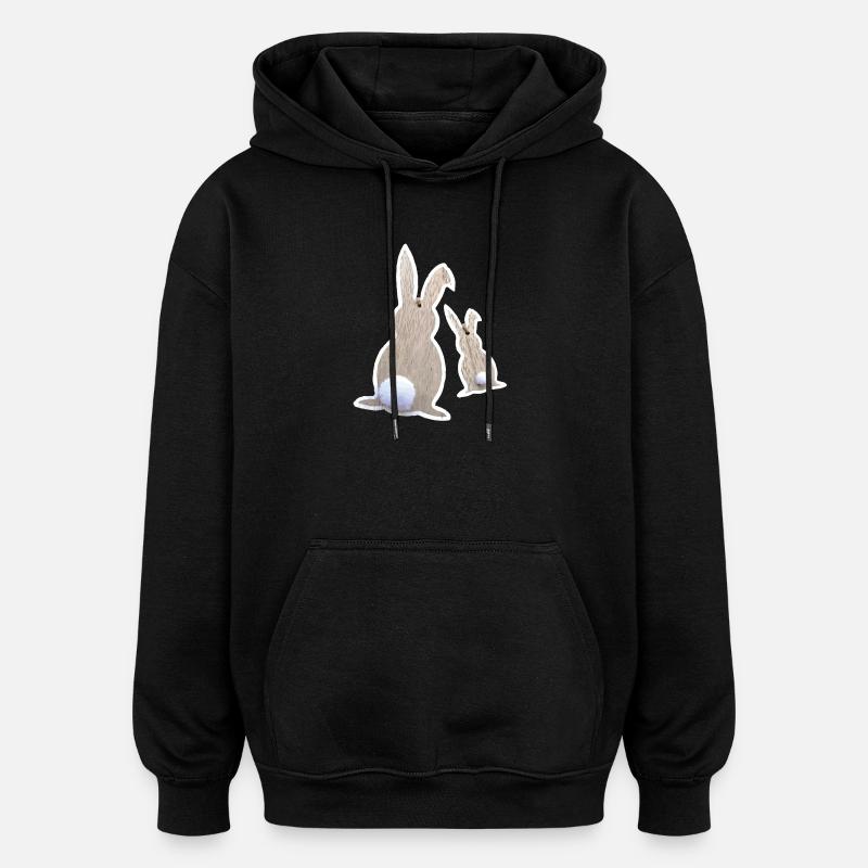 Easter bunnies from behind - Oversized Unisex Hoodie - black